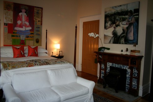 Each room has a sophisticated theme, and is appointed with interesting art from SCAD alum and staff.