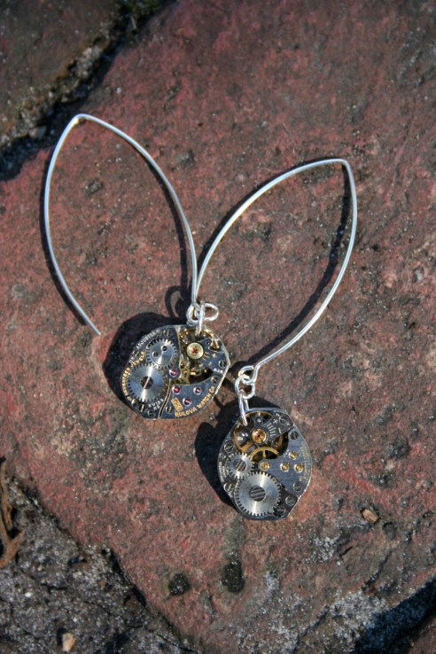 I mainly scouted for Grommets, but I did come home with one personal find....this pair of earrings made of watch parts.  They are the creation of a SCAD student, Cassie Warnat, and I found them at ShopSCAD--a place to buy pieces from SCAD students, alum, faculty and staff.