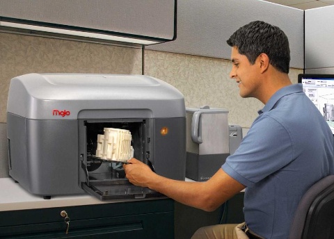 The newly released Mojo professional grade 3-D printer by Stratsys.  It's available for $9,999, or by lease for $189/mo.