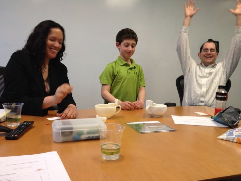 Max with his prototype of his "Mug with a Hoop"