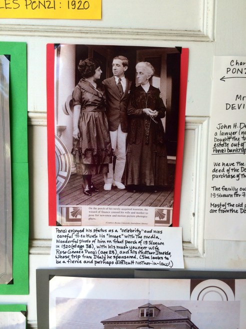 Charles Ponzi with his much younger wife Rose, and his mother, on the porch of the house