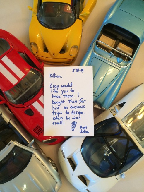 Model cars about to travel cross-country to their new home with my nephew