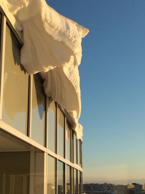 The Sydney Opera House of snow I see from another window.  These are massive formations about 5' tall, seven stories above sea level.