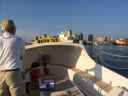 View from inside the boat, on the way to the airport